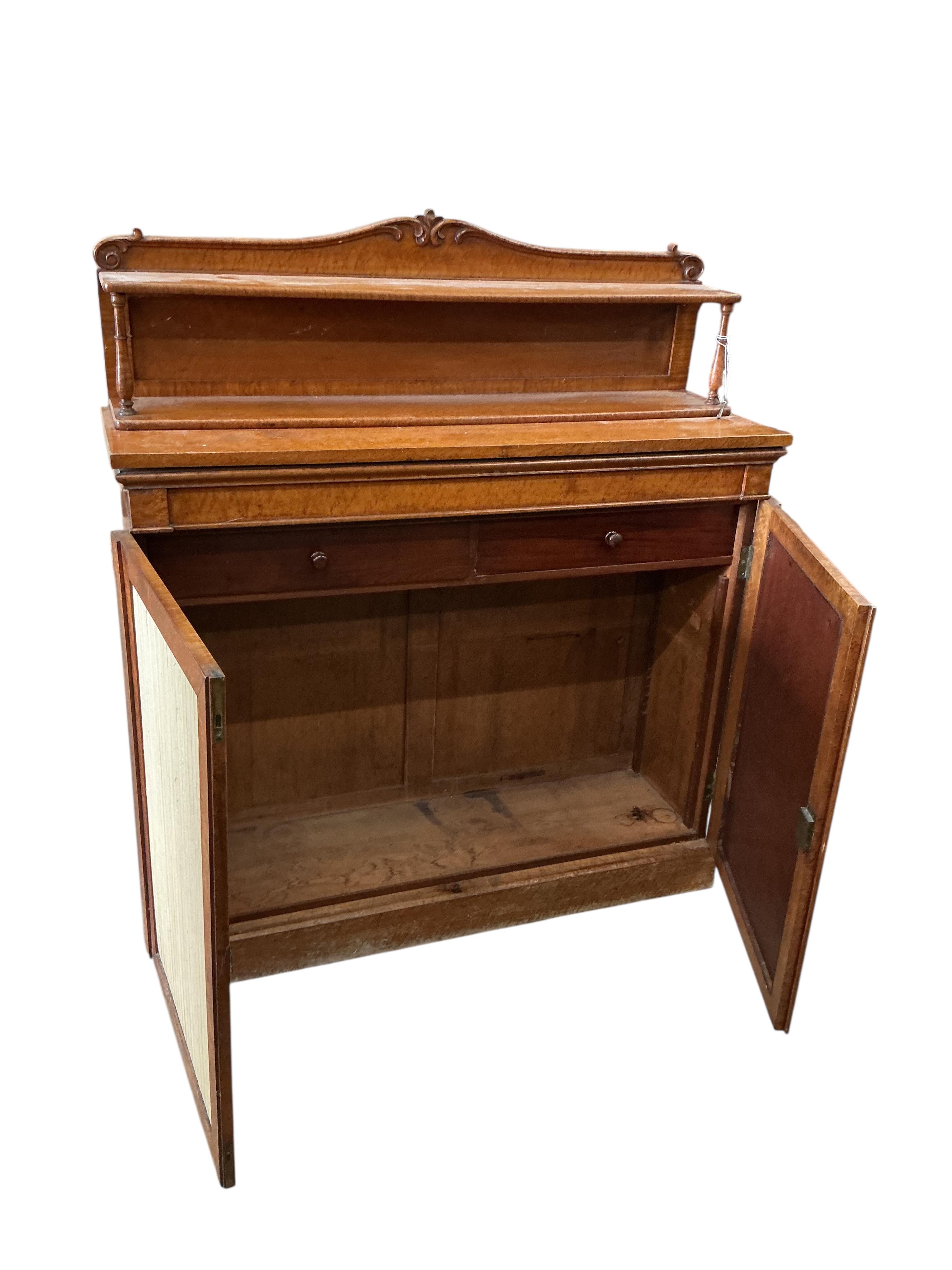 A Regency bird's eye maple chiffonier, width 108cm, depth 35cm, height 124cm